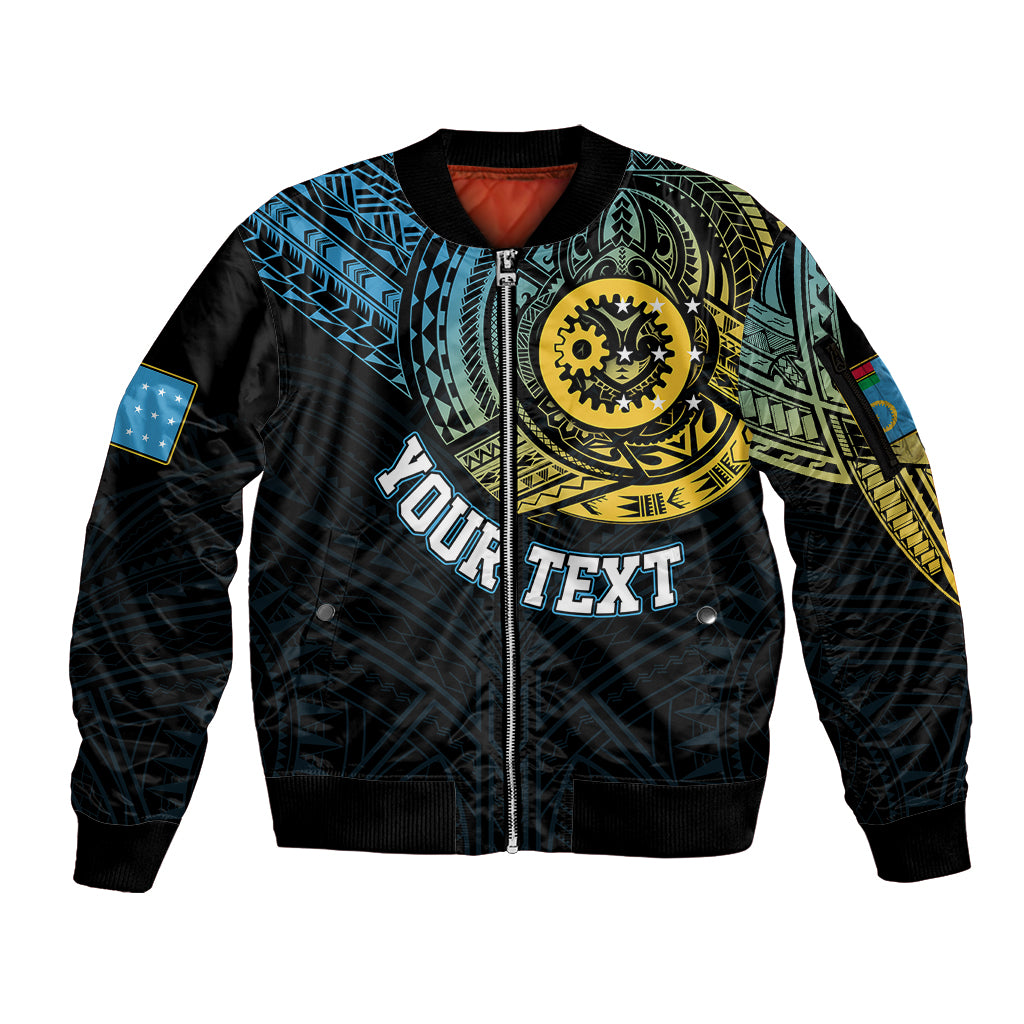 Personalised Vanuatu Sleeve Zip Bomber Jacket Turtle Chest Tattoo Flag Color - Sanma - Wonder Print Shop