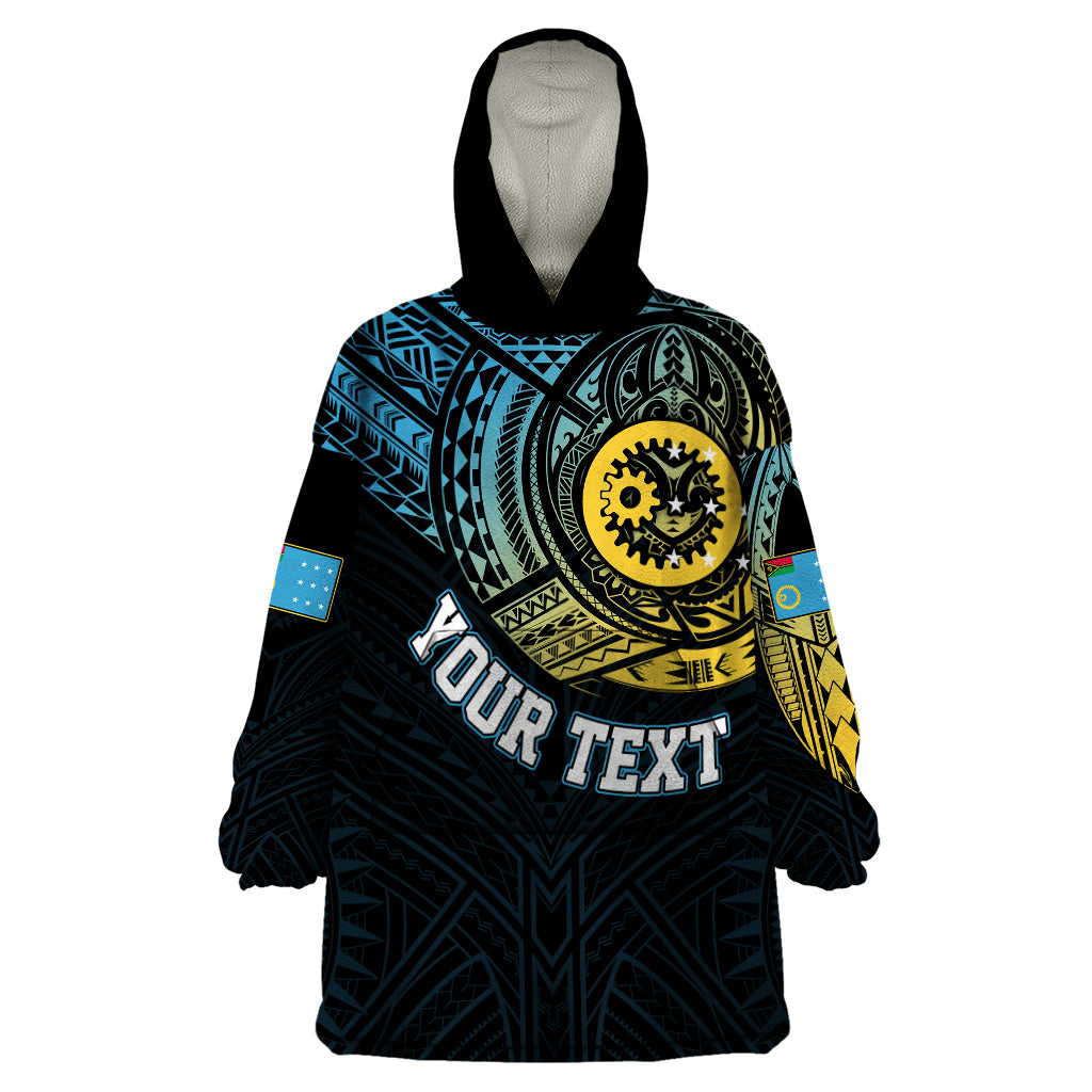 Personalised Vanuatu Wearable Blanket Hoodie Turtle Chest Tattoo Flag Color - Sanma - Wonder Print Shop