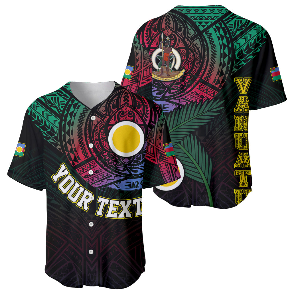 Personalised Vanuatu Baseball Jersey Turtle Chest Tattoo Flag Color - Shefa LT7 - Wonder Print Shop