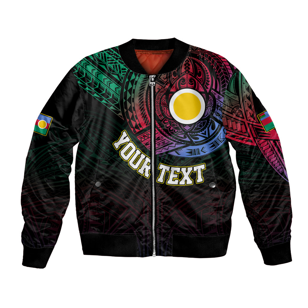 Personalised Vanuatu Bomber Jacket Turtle Chest Tattoo Flag Color - Shefa LT7 - Wonder Print Shop