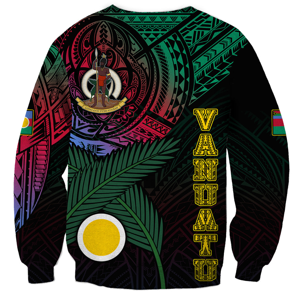 Black unisex sweatshirt with back turtle graphic and vertical yellow lettering