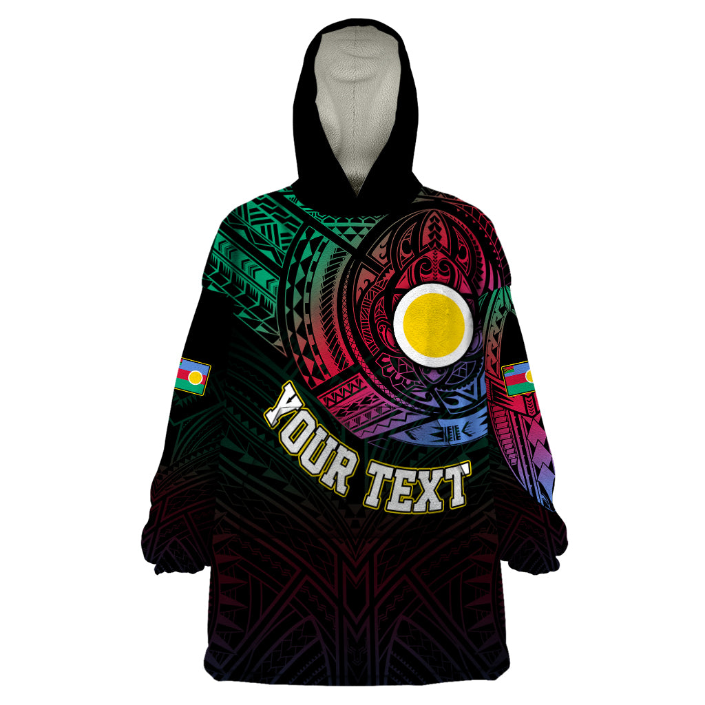 Personalised Vanuatu Wearable Blanket Hoodie Turtle Chest Tattoo Flag Color - Shefa - Wonder Print Shop