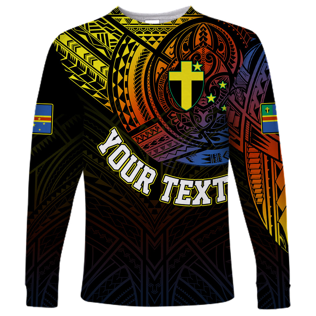 Personalised Vanuatu Long Sleeve Shirt Turtle Chest Tattoo Flag Color - Tafea - Wonder Print Shop