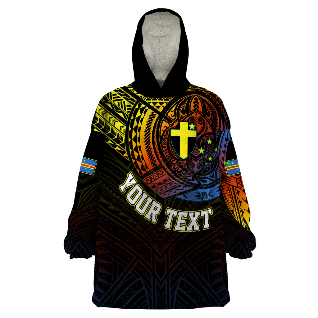 Personalised Vanuatu Wearable Blanket Hoodie Turtle Chest Tattoo Flag Color - Tafea - Wonder Print Shop