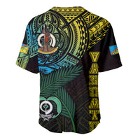 Black baseball jersey back with large circular turtle tattoo design and vertical yellow motifs