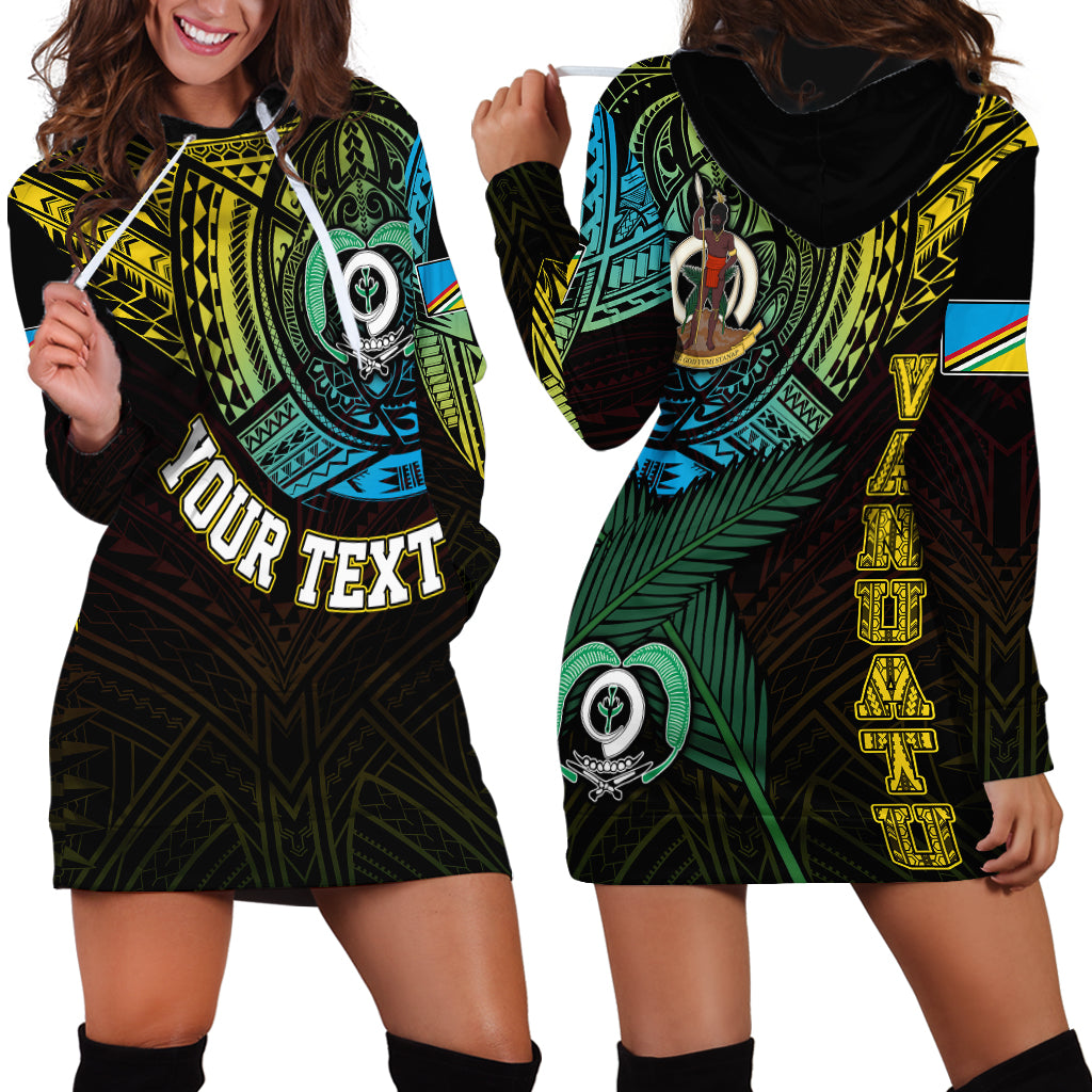 Personalised Vanuatu Hoodie Dress Turtle Chest Tattoo Flag Color - Torba - Wonder Print Shop