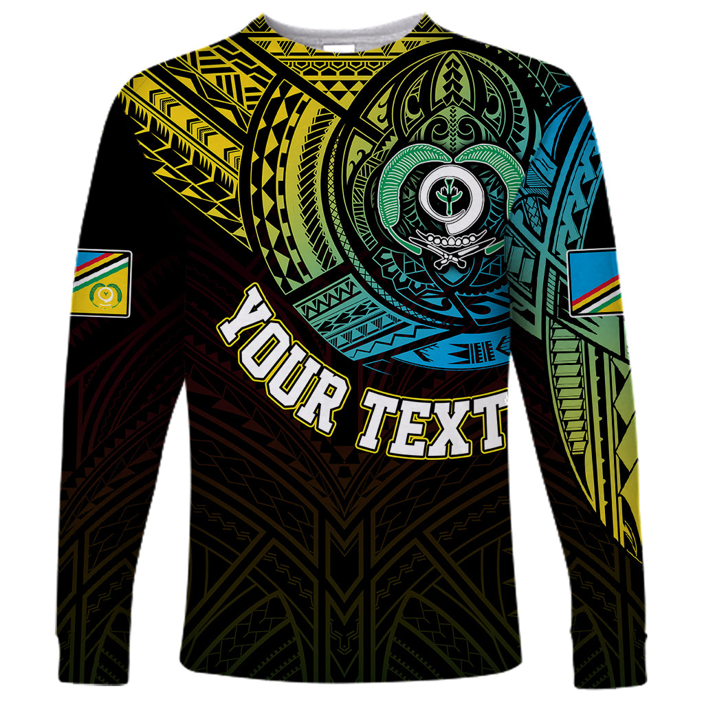 Personalised Vanuatu Long Sleeve Shirt Turtle Chest Tattoo Flag Color - Torba - Wonder Print Shop