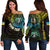 Personalised Vanuatu Off Shoulder Sweater Turtle Chest Tattoo Flag Color - Torba - Wonder Print Shop