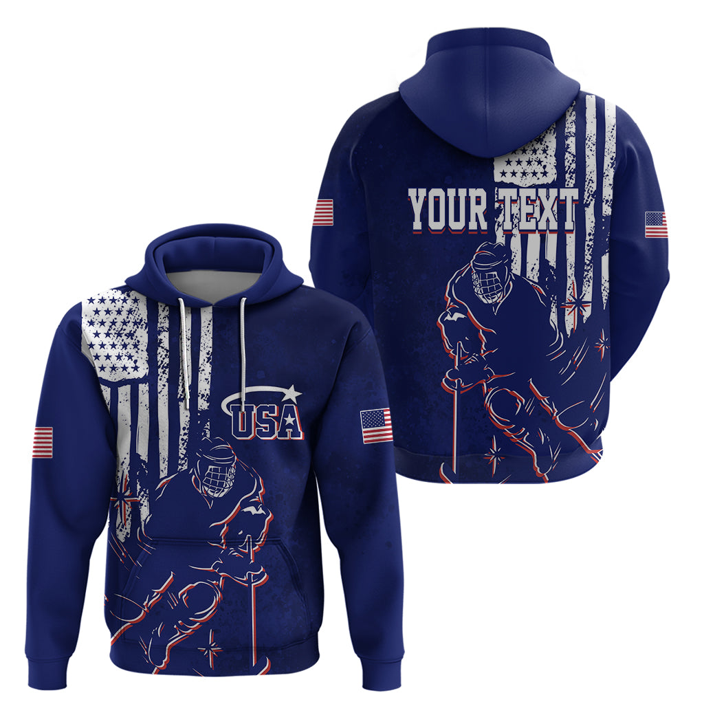 Custom USA Ice Hockey Hoodie Flag Grunge Style - Wonder Print Shop