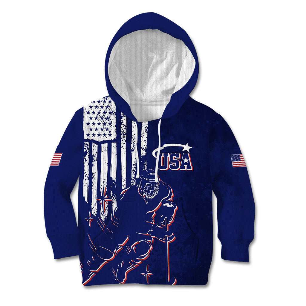 Personalised USA Ice Hockey Kid Hoodie Flag Grunge Style - Wonder Print Shop