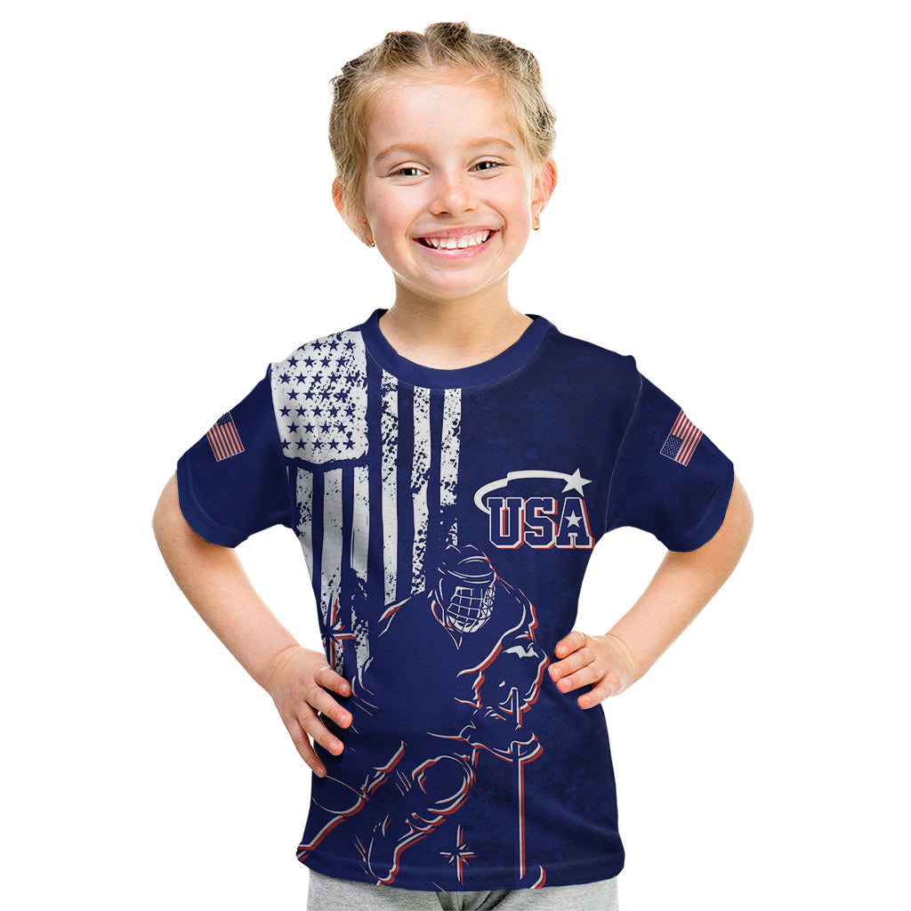 Personalised USA Ice Hockey Kid T Shirt Flag Grunge Style - Wonder Print Shop