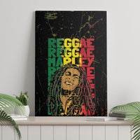 Black canvas wall art with multicolor reggae lettering and grunge texture