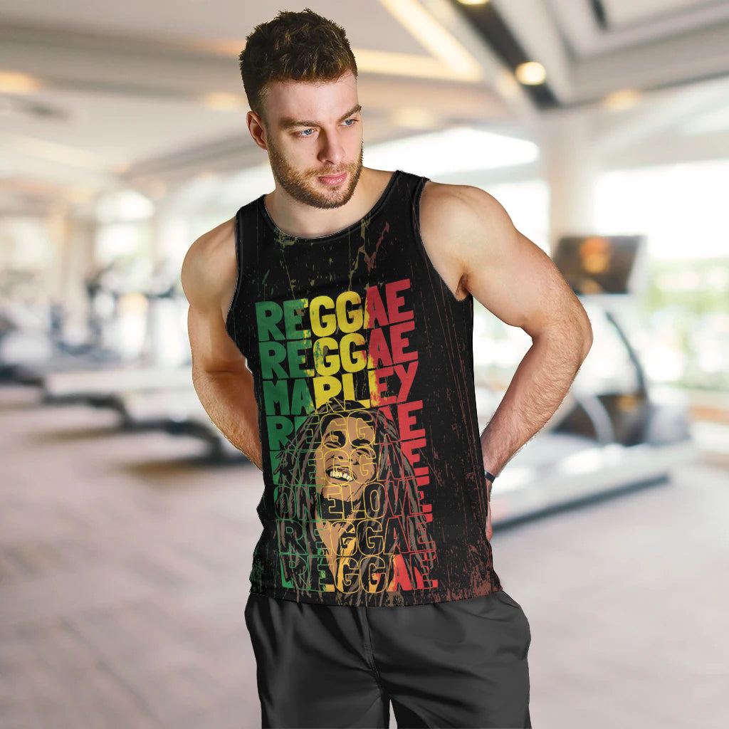 Reggae King Marley Men Tank Top Typeset Grunge Style - Wonder Print Shop