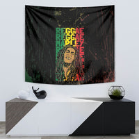 Reggae wall tapestry featuring distressed “REGGAE MARLEY” text in green, red, and gold