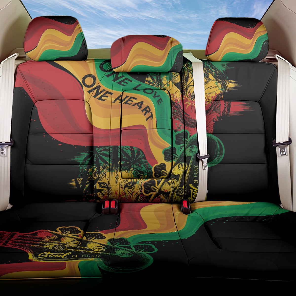 Reggae Day Back Car Seat Cover One Love One Heart LT7 - Wonder Print Shop