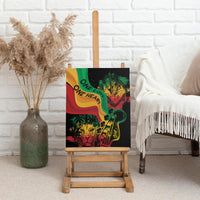 Canvas wall art print of reggae-themed figures with green, yellow, and red waves