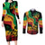 Reggae Day Couples Matching Long Sleeve Bodycon Dress and Long Sleeve Button Shirt One Love One Heart LT7 - Wonder Print Shop