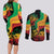 Reggae Day Couples Matching Long Sleeve Bodycon Dress and Long Sleeve Button Shirt One Love One Heart LT7 - Wonder Print Shop