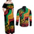 Reggae Day Couples Matching Off Shoulder Maxi Dress and Long Sleeve Button Shirt One Love One Heart LT7 - Wonder Print Shop