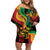 Reggae Day Family Matching Off Shoulder Short Dress and Hawaiian Shirt One Love One Heart LT7 - Wonder Print Shop