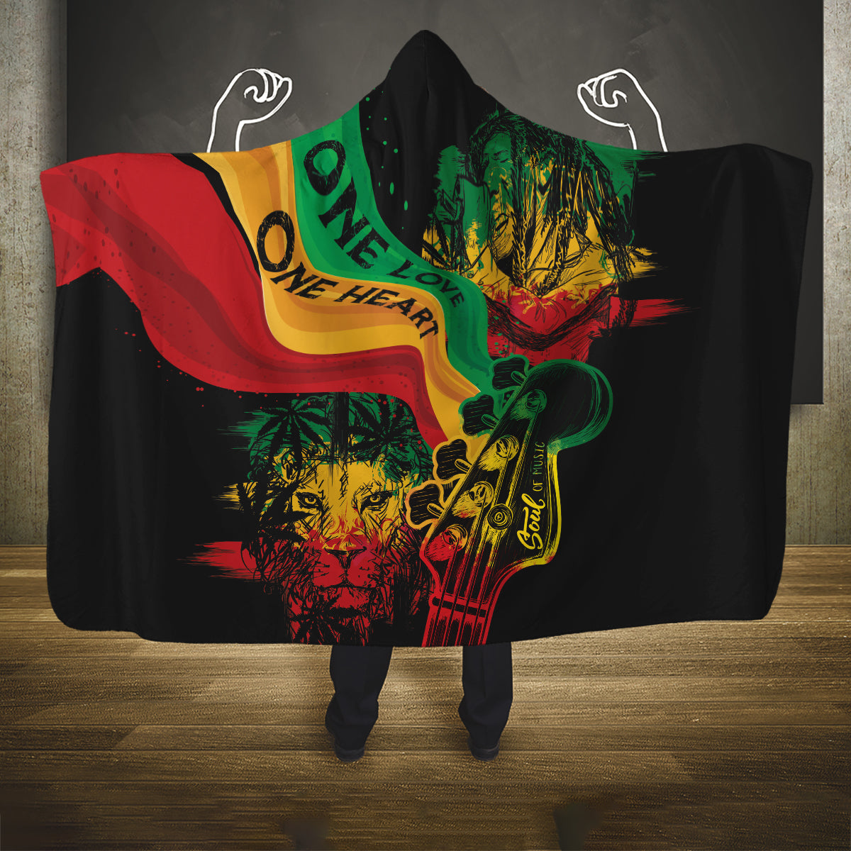 Reggae Day Hooded Blanket One Love One Heart