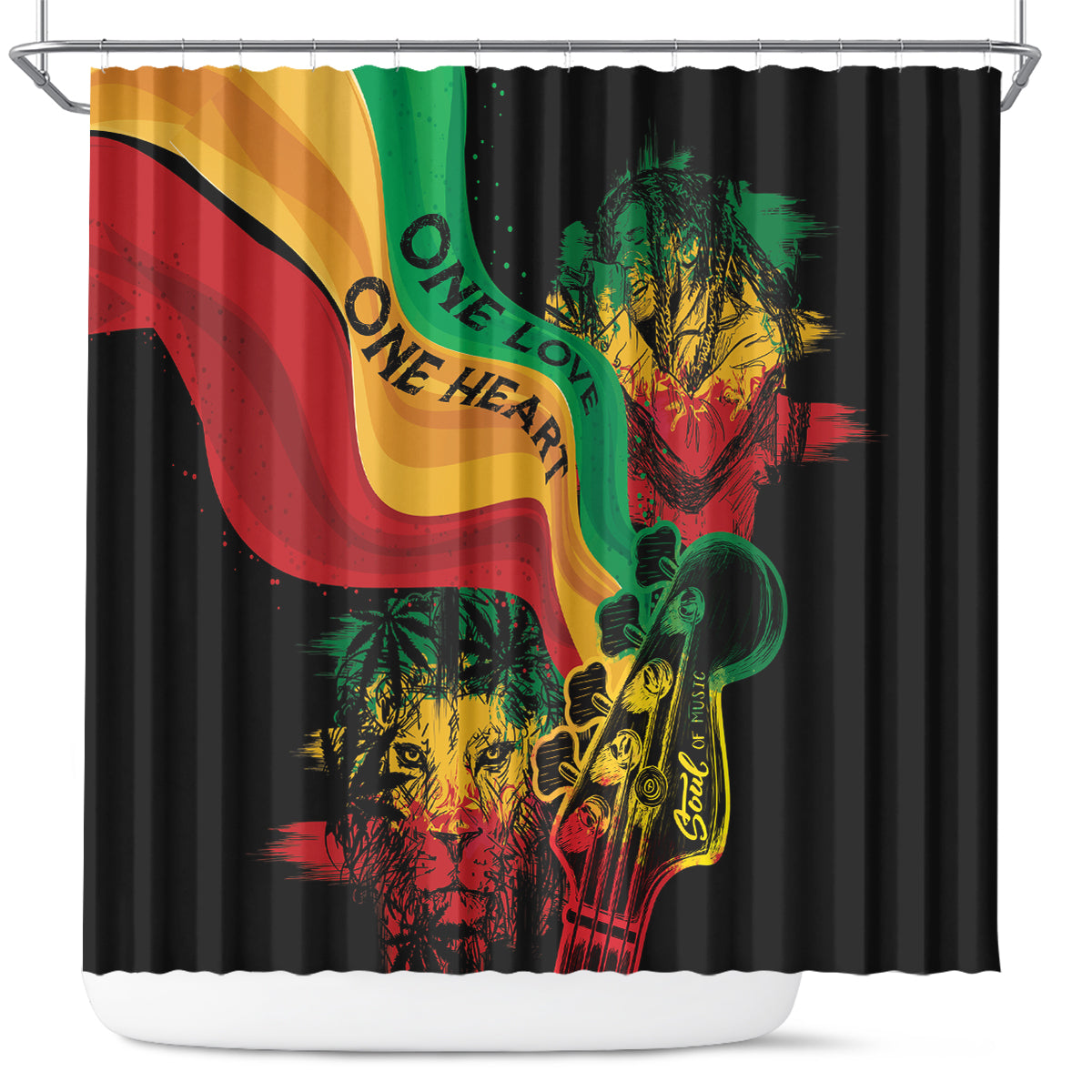 Reggae Day Shower Curtain One Love One Heart