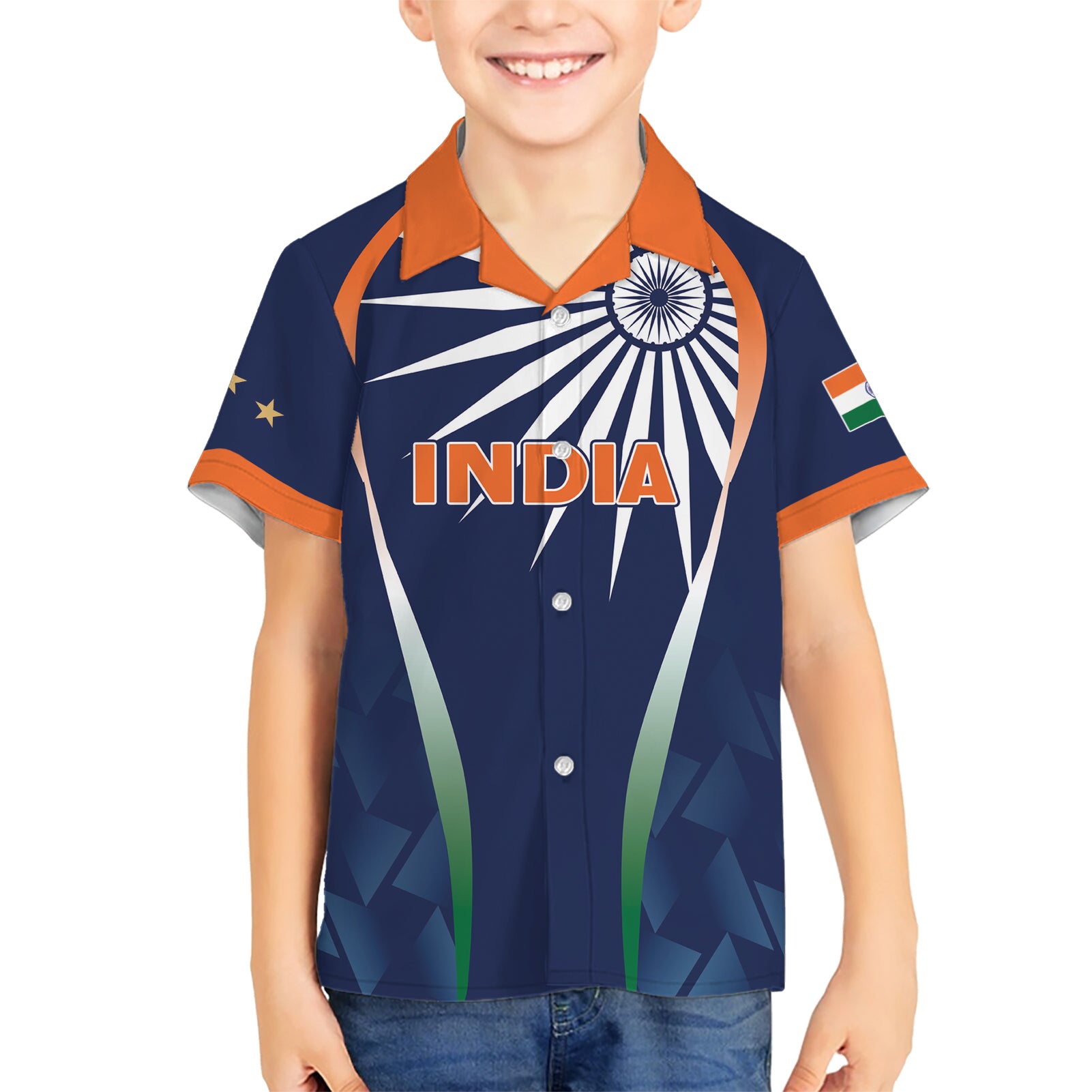 India Cricket World Cup 2024 Kid Hawaiian Shirt Men In Blue Dynamic - Wonder Print Shop