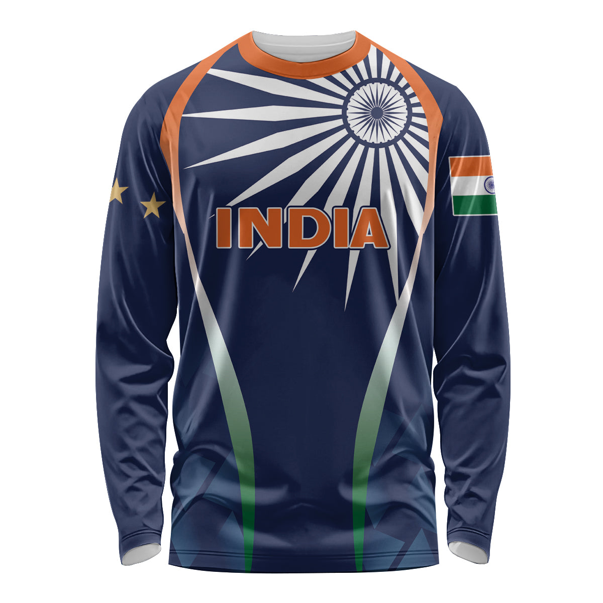 India Cricket World Cup 2024 Long Sleeve Shirt Men In Blue Dynamic - Wonder Print Shop