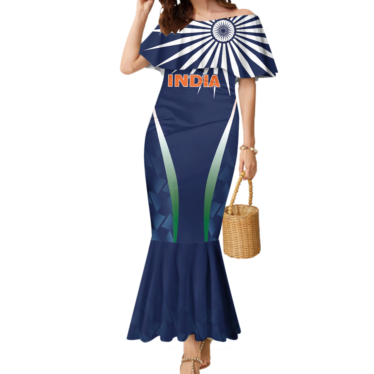 India Cricket World Cup 2024 Mermaid Dress Men In Blue Dynamic - Wonder Print Shop