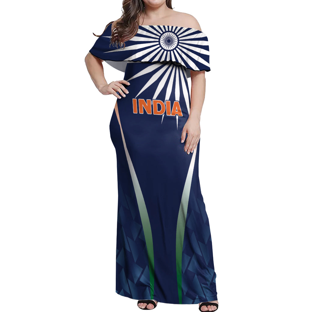 India Cricket World Cup 2024 Off Shoulder Maxi Dress Men In Blue Dynamic - Wonder Print Shop