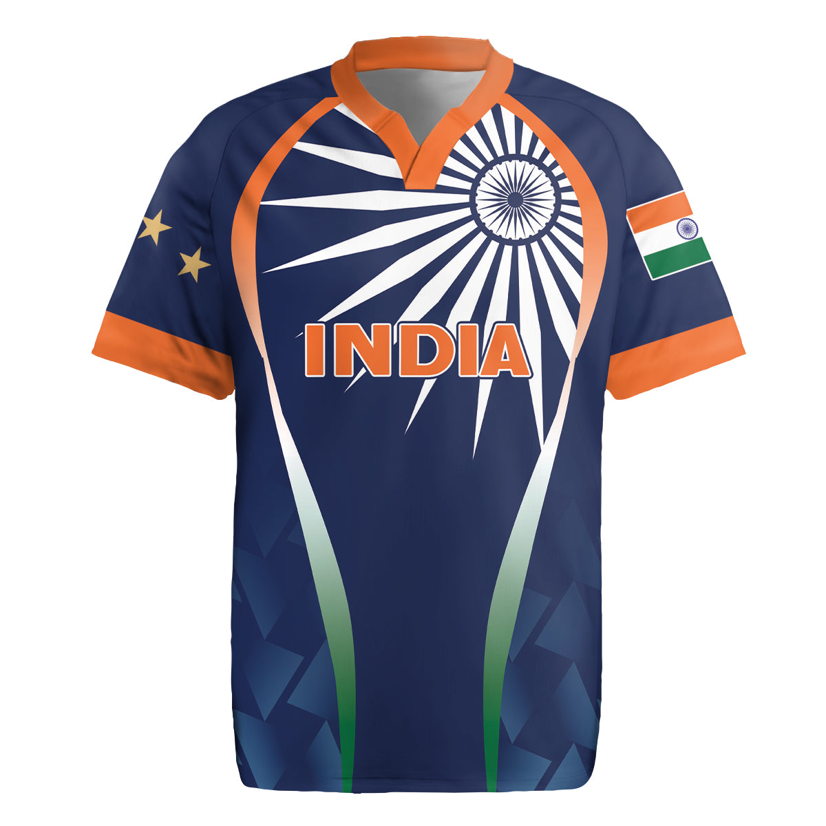 India Cricket World Cup 2024 Rugby Jersey Men In Blue Dynamic