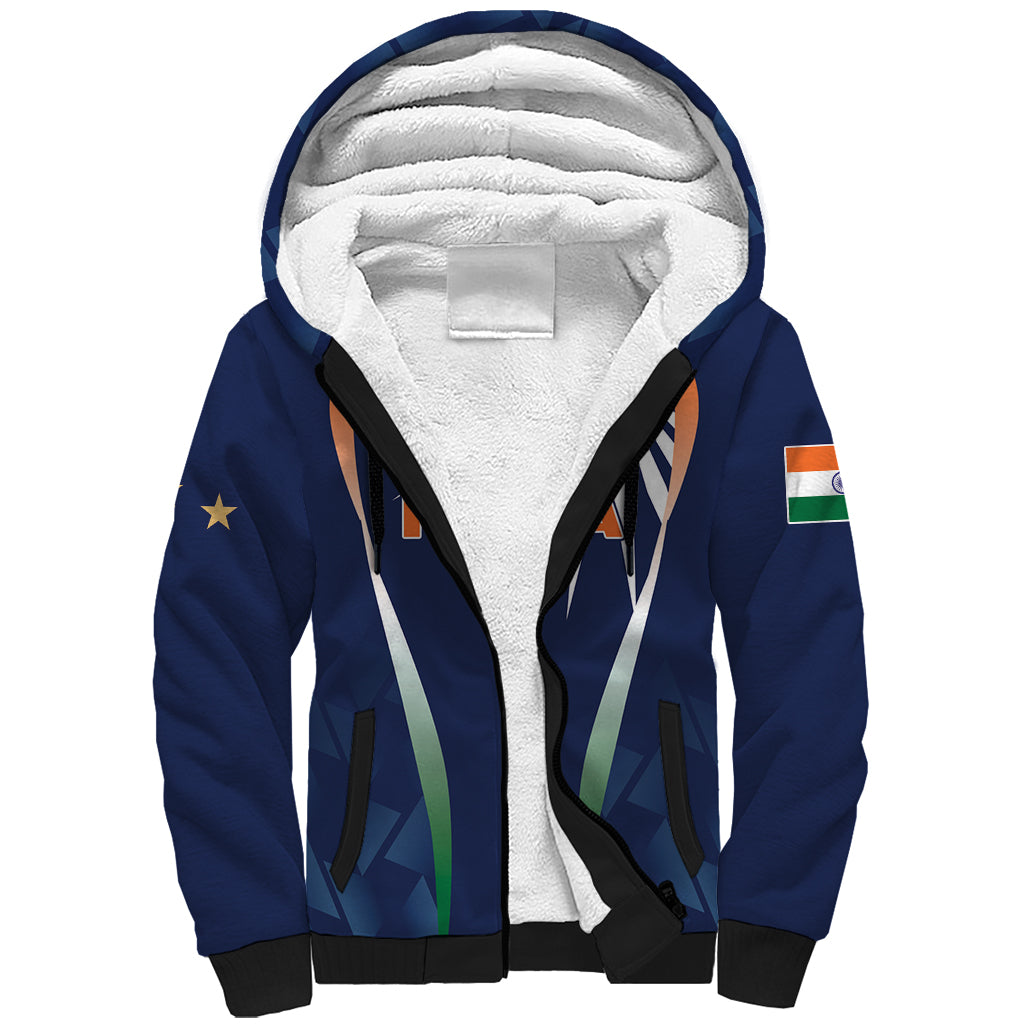 India Cricket World Cup 2024 Sherpa Hoodie Men In Blue Dynamic