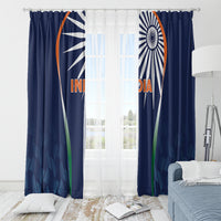 Navy blue curtain pair with India emblems on both panels and INDIA text