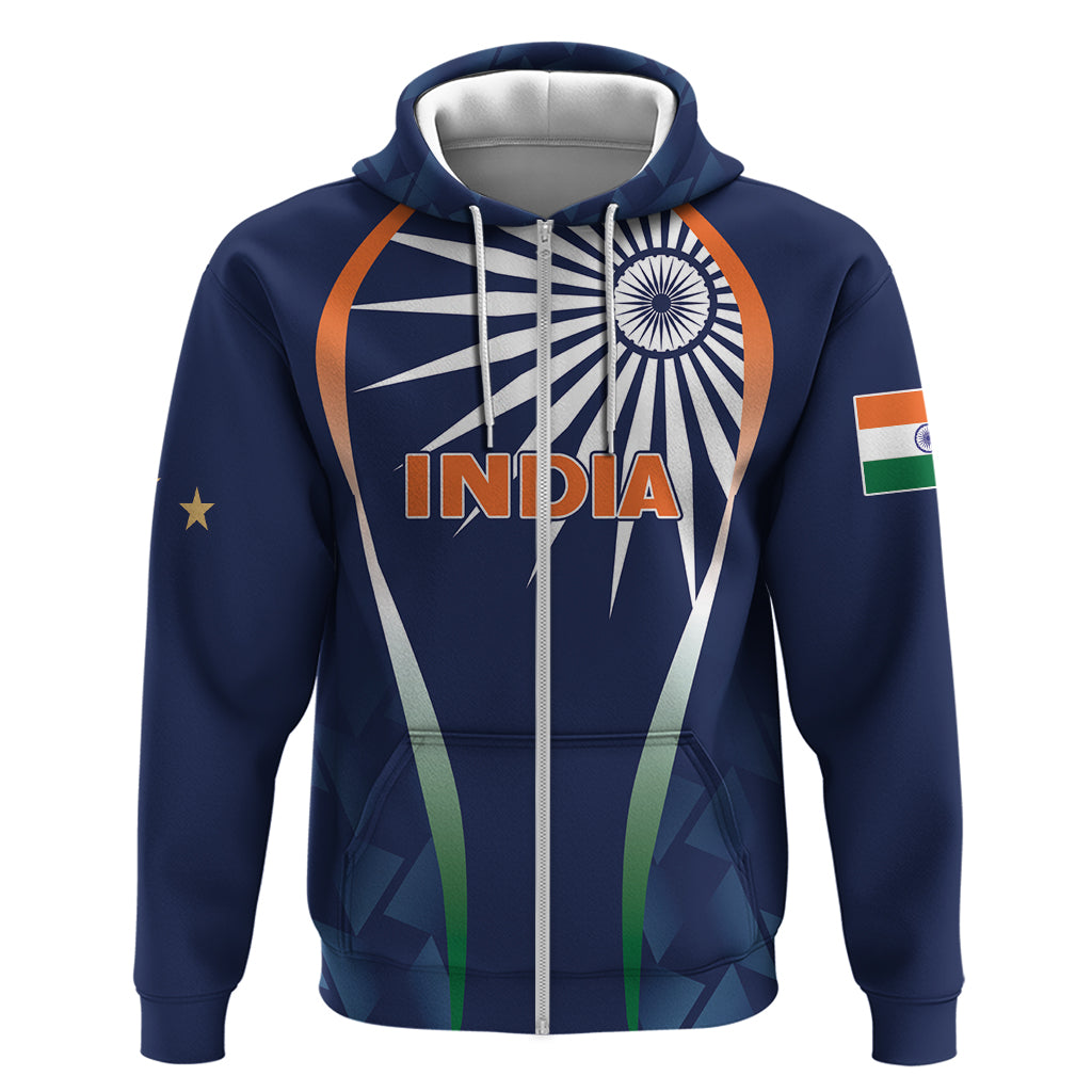 India Cricket World Cup 2024 Zip Hoodie Men In Blue Dynamic