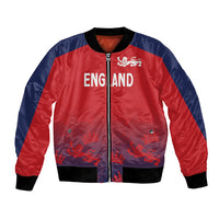 Red and navy unisex bomber jacket with zip front, ribbed cuffs, 'ENGLAND' panel and crest