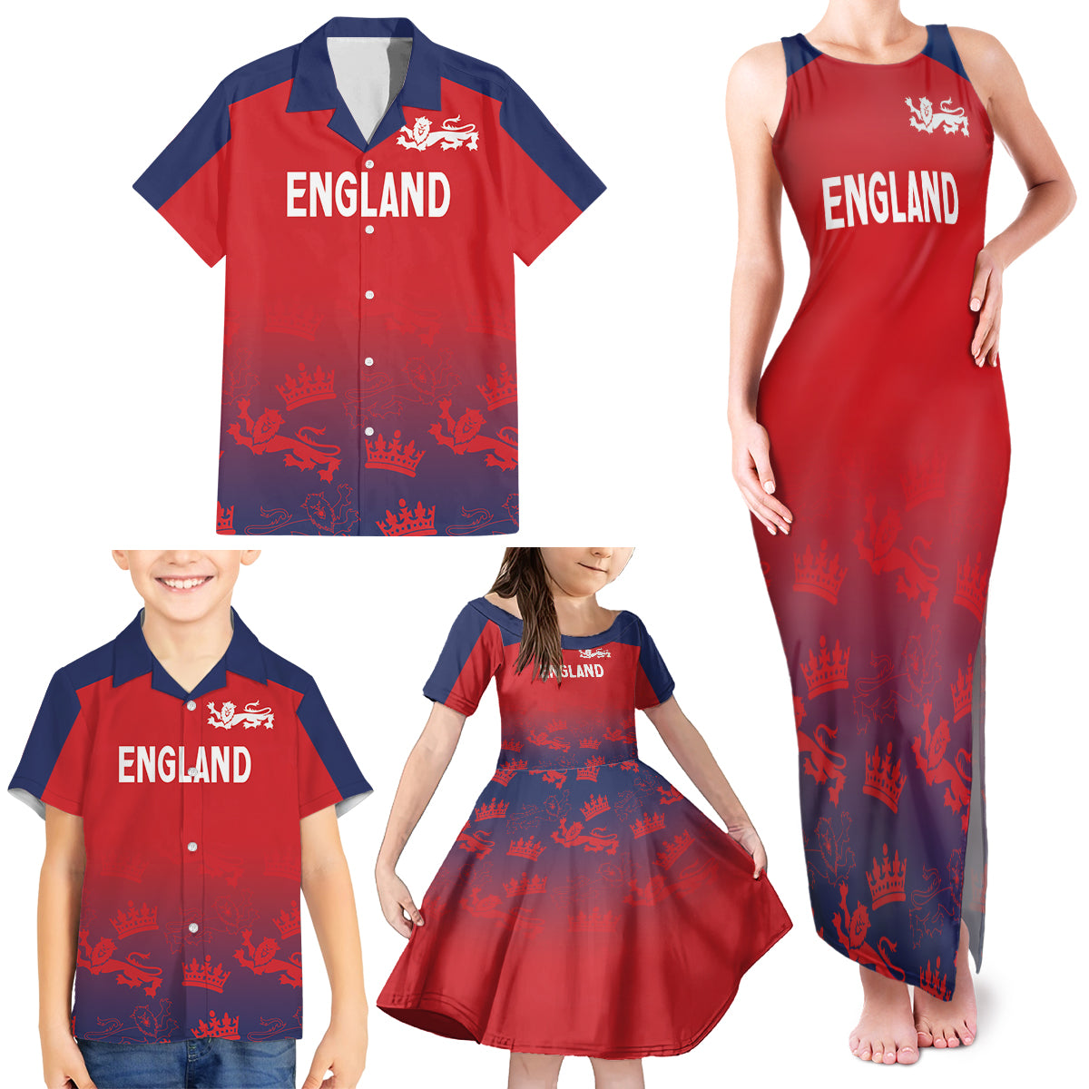 England Cricket World Cup 2024 Family Matching Tank Maxi Dress and Hawaiian Shirt Seamless Inspiration - Wonder Print Shop