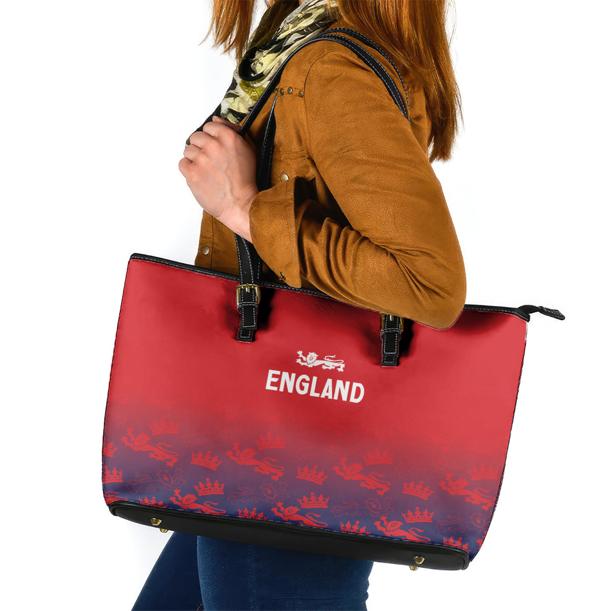 England Cricket World Cup 2024 Leather Tote Bag Seamless Inspiration - Wonder Print Shop