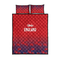 Red England quilt bed set with two pillowcases and quilted diamond pattern