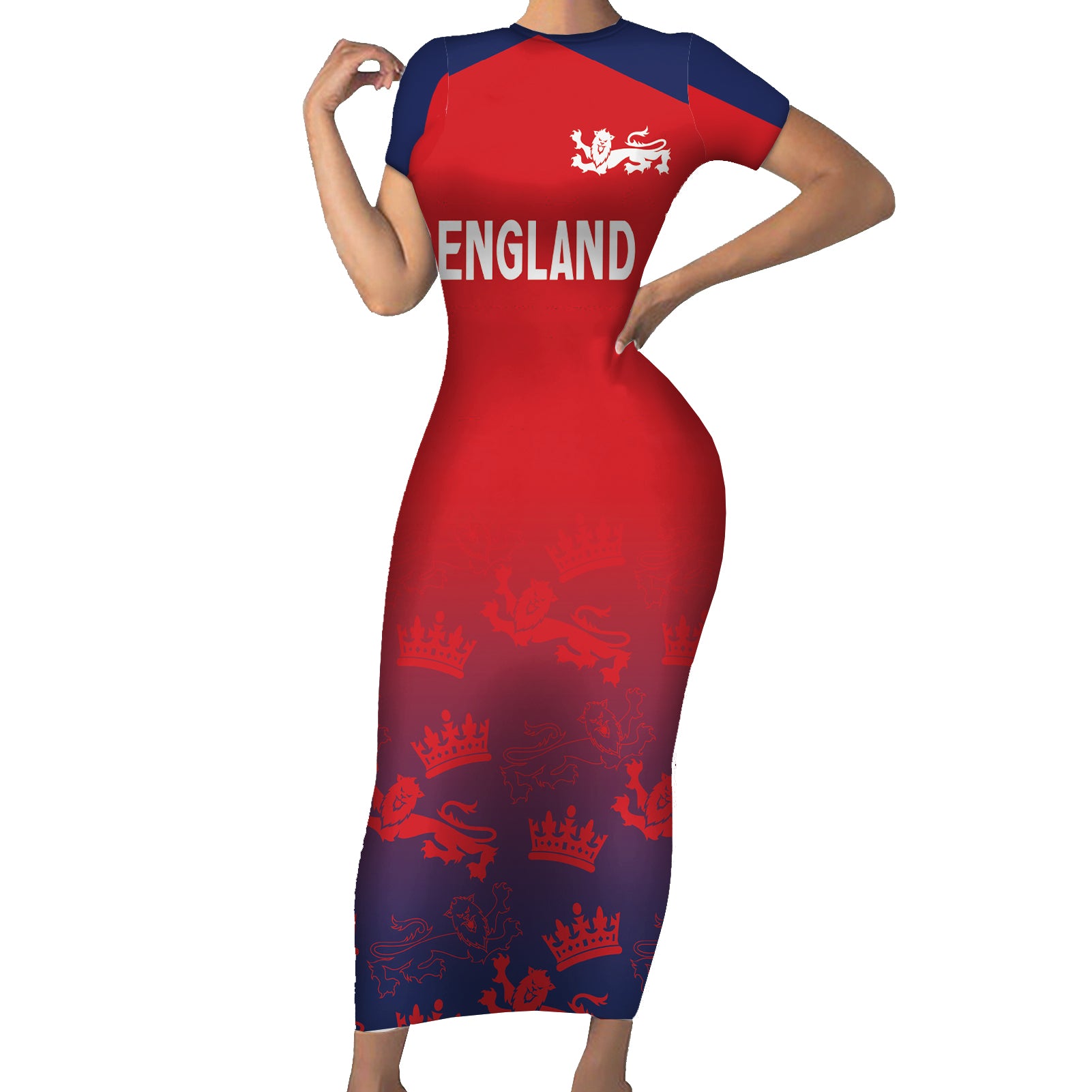 England Cricket World Cup 2025 Short Sleeve Bodycon Dress Seamless Inspiration