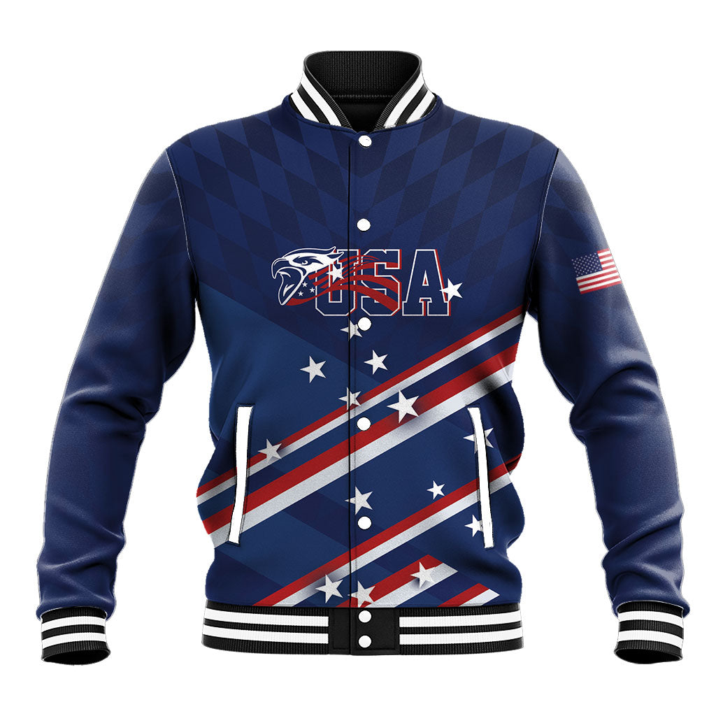 USA Custom Rugby Stars Motif Baseball Jacket GO Eagles