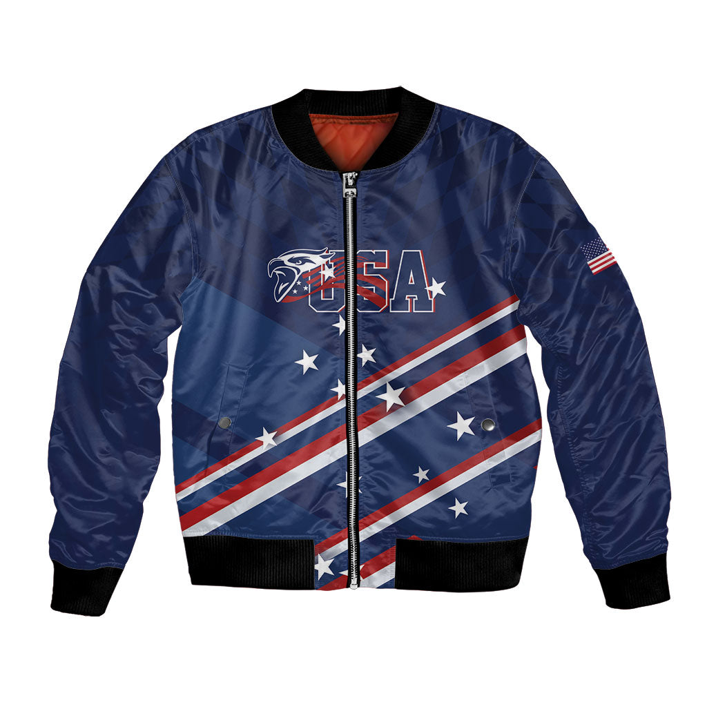 USA Custom Rugby Stars Motif Bomber Jacket GO Eagles
