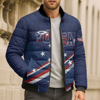 USA Custom Rugby Stars Motif Bomber Puffer Jacket GO Eagles