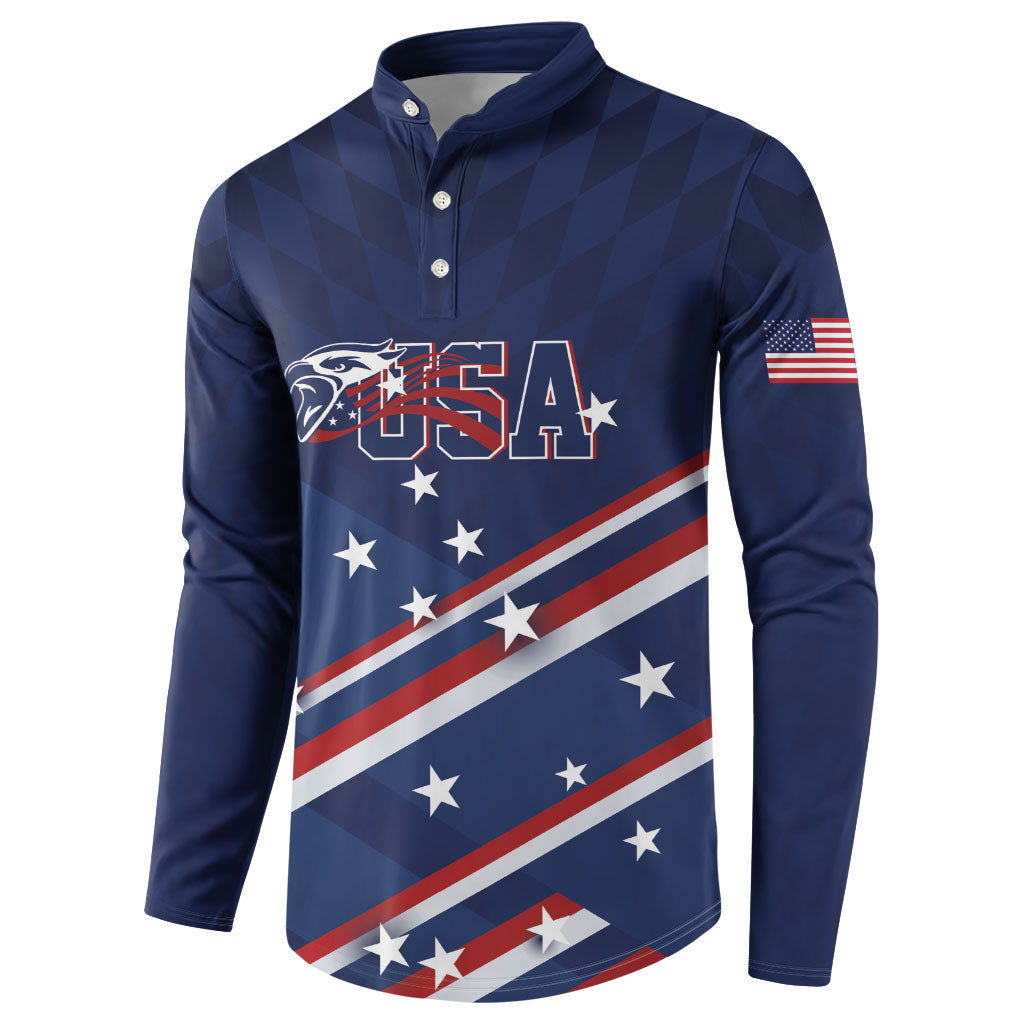 USA Custom Rugby Stars Motif Button Sweatshirt GO Eagles