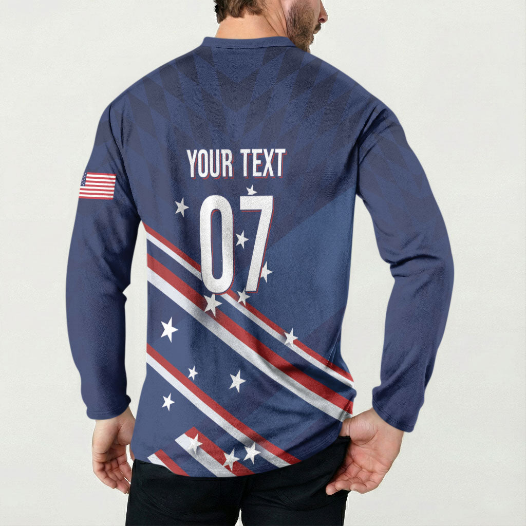 USA Custom Rugby Stars Motif Button Sweatshirt GO Eagles