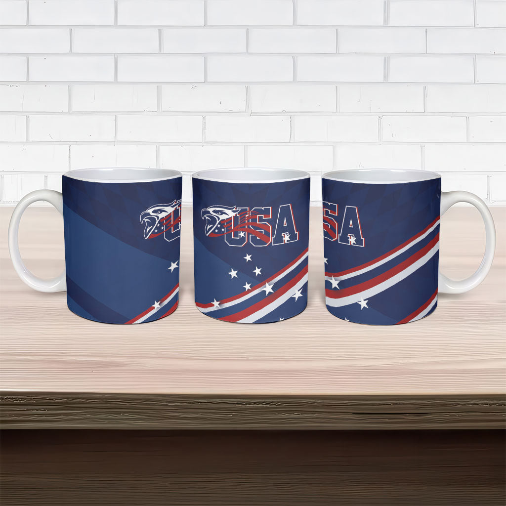 USA Rugby Stars Motif Ceramic Mug GO Eagles