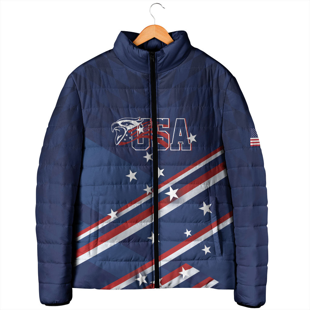 USA Custom Rugby Stars Motif Padded Jacket GO Eagles