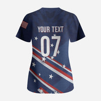 USA Custom Rugby Stars Motif Scrub Top GO Eagles