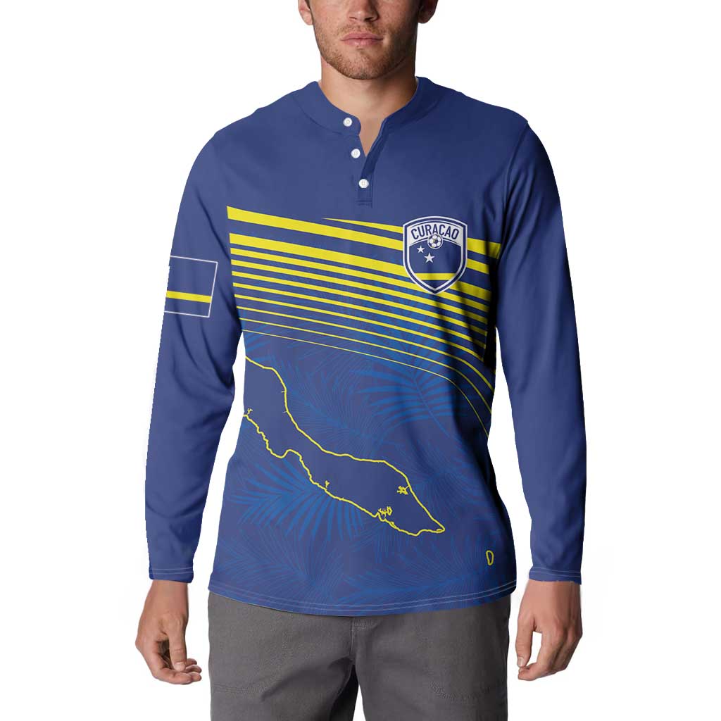 Curacao Football Custom Korsou Blue Wave Button Sweatshirt Making History - Wonder Print Shop