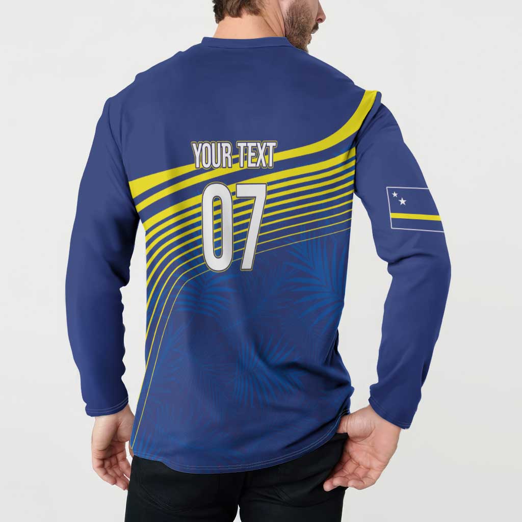 Curacao Football Custom Korsou Blue Wave Button Sweatshirt Making History - Wonder Print Shop