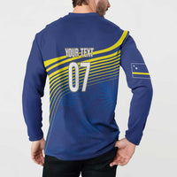 Curacao Football Custom Korsou Blue Wave Button Sweatshirt Making History - Wonder Print Shop